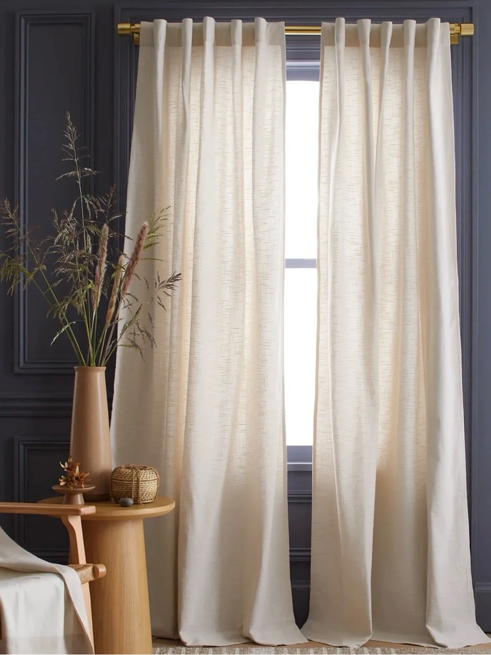 NWOT Quince Natural Cotton Slub Lined Curtain Panel 48x96 - Retail $55
